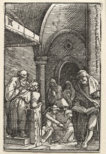 Menneskets fall og forløsning: Kristus disputerer med legene, ca. 1515. av Albrecht Altdorfer
