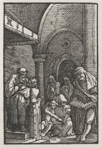 Menneskets fall og forløsning: Kristus disputerer med legene, ca. 1515. av Albrecht Altdorfer