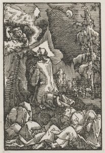 Menneskets fall og forløsning: Kristus på Oljeberget, ca. 1515. av Albrecht Altdorfer