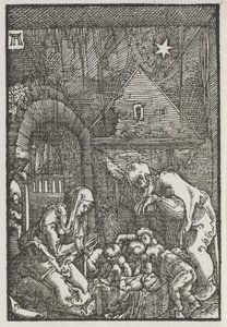 Menneskets fall og forløsning: fødselen, ca. 1515. av Albrecht Altdorfer