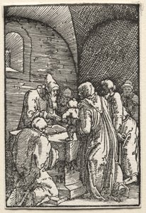 Menneskets fall og forløsning: Presentasjonen av Kristus i tempelet av Albrecht Altdorfer