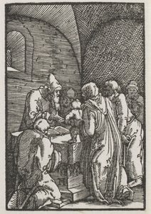 Menneskets fall og forløsning: Presentasjonen av Kristus i tempelet av Albrecht Altdorfer