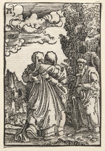 Menneskets fall og forløsning: besøket, ca. 1515. av Albrecht Altdorfer