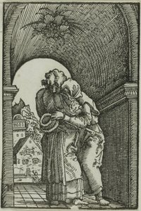 Møtet mellom Joachim og Anne, fra Menneskets syndefall og forløsning av Albrecht Altdorfer