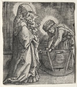 Jomfruen med barnet og St. Anne ved vuggen av Albrecht Altdorfer