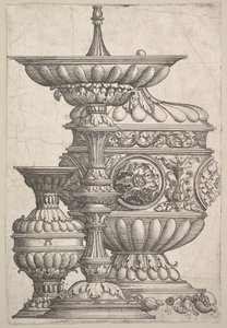 Tre elegante fartøy på hvit bakgrunn, ca. 1525. av Albrecht Altdorfer