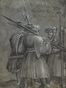 Tre nattevakt, 1513 (tegning på blått grått papir) av Albrecht Altdorfer