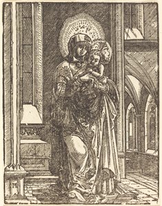 Jomfru og barn i en kirke av Albrecht Altdorfer