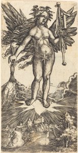 Bevinget kvinne på en stjerne av Albrecht Altdorfer