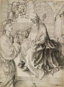 En ungdom som kneler foran en potensatat, ca. 1490-tallet av Albrecht Dürer