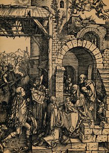 Tilbedelse av kongene, tilbedelse av kongene, 1503-1504. av Albrecht Dürer