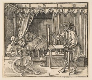 Kunstner tegner et portrett av en mann.a.n.d. av Albrecht Dürer