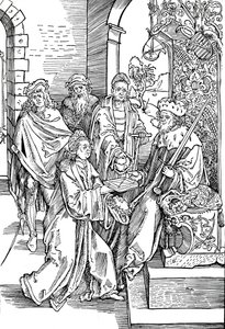 Celtes presenterer sin bok til kurfyrsten av Sachsen, 1501 1906 av Albrecht Dürer