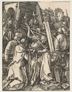 Kristus bærer korset, fra The Small Passion, ca. 1509. av Albrecht Dürer