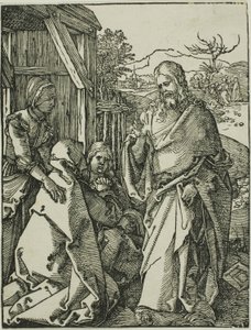 Kristus tar avskjed med sin mor, fra The Small Woodcut Passion av Albrecht Dürer