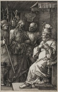 Kristus før Kaifas, fra The Engraved Passion av Albrecht Dürer