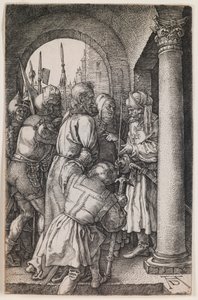 Kristus før Pilatus, fra serien "The Engraved Passion" av Albrecht Dürer