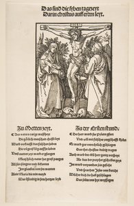 Kristus på korset mellom jomfruen og den hellige Johannes første ark av to, 1510. av Albrecht Dürer