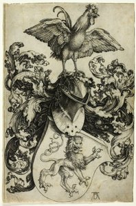 Våpenskjold med løve og hane av Albrecht Dürer