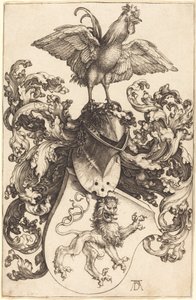Våpenskjold med en løve og en hane av Albrecht Dürer
