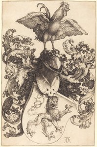Våpenskjold med en løve og en hane av Albrecht Dürer