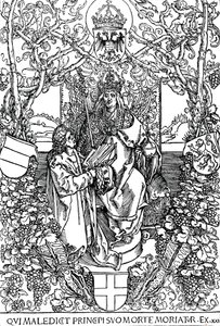 Conrad Celtes presenterer sin bok The Four Books of Love til Maximilian I, 1502 1906 av Albrecht Dürer
