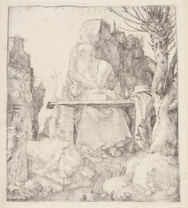 Saint Jerome ved et visnet piletre av Albrecht Dürer