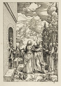 Marias besøk hos Elisabet (Jomfru Marias liv) av Albrecht Dürer