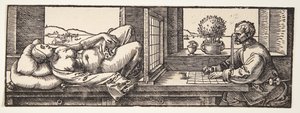 Tegner som tegner en naken av Albrecht Dürer