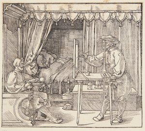 Tegner som tegner et portrett av Albrecht Dürer