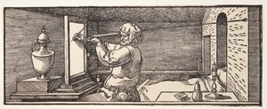 Tegner som tegner en vase av Albrecht Dürer