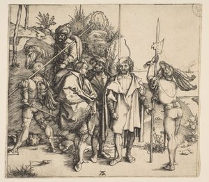 Fem fotsoldater og en beredt tyrker, ca. 1495. av Albrecht Dürer