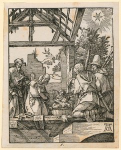 Kristi fødsel, blad 5 i serien «Den lille tresnittpasjonen» av Albrecht Dürer