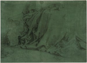 Draktstudie av en kvinne som sitter på en steinbenk av Albrecht Dürer