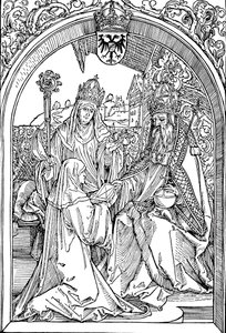 Hrotsvitha presenterer boken sin til keiseren Otto I, 1501 1906 av Albrecht Dürer