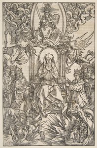 Illustrasjon fra Revelations Sancte Birgitte, Koberger Nürnberg 1502 Tysk Text.n.d. av Albrecht Dürer
