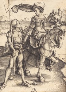 Lady on Horseback og Lansquenet, ca. 1497. av Albrecht Dürer