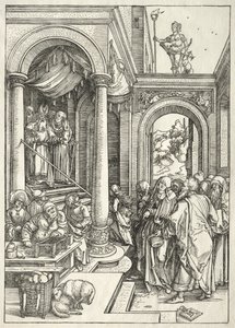 Jomfruens liv: Presentasjon av den unge jomfruen i tempelet, 1504-1505. av Albrecht Dürer