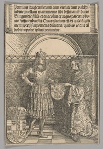 Maximilian og Maria av Burgund, plate 2 fra historiske scener fra livet til keiser Maximilian I fra triumfbuen av Albrecht Dürer