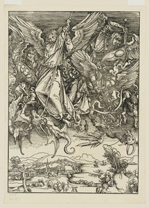 Mikael og hans engler kjemper mot dragen av Albrecht Dürer
