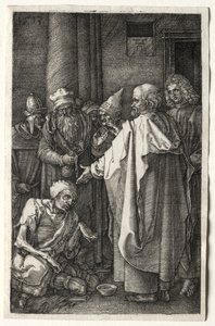 Peter og Johannes helbreder den krøplingen ved tempelporten av Albrecht Dürer