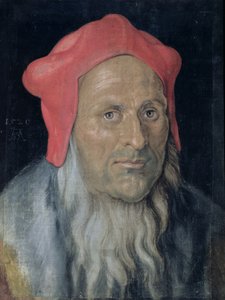 Portrett av en skjeggete mann i en rød hatt, 1520