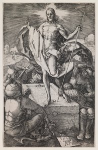 Resurrection, fra serien "The Engraved Passion" av Albrecht Dürer