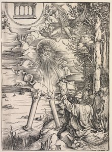 Johannes åpenbaring: St. Johannes fortærer bøkene, 1511. av Albrecht Dürer