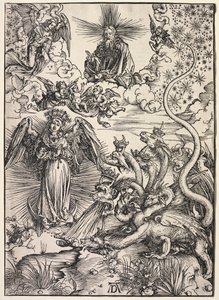 Johannes åpenbaring: Kvinnen kledd med solen, 1511. av Albrecht Dürer