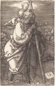 Saint Christopher vender mot venstre av Albrecht Dürer