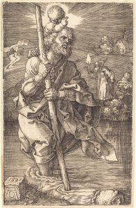 Saint Christopher vender mot høyre av Albrecht Dürer