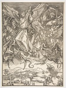 Saint Michael and the Dragon, fra The Apocalypse, ca. 1498. av Albrecht Dürer
