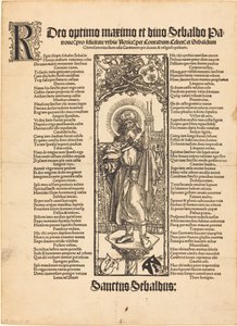 Saint Sebaldus står på en søyle av Albrecht Dürer