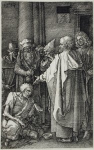 Sankt Peter og Johannes helbreder en lam ved tempelporten av Albrecht Dürer